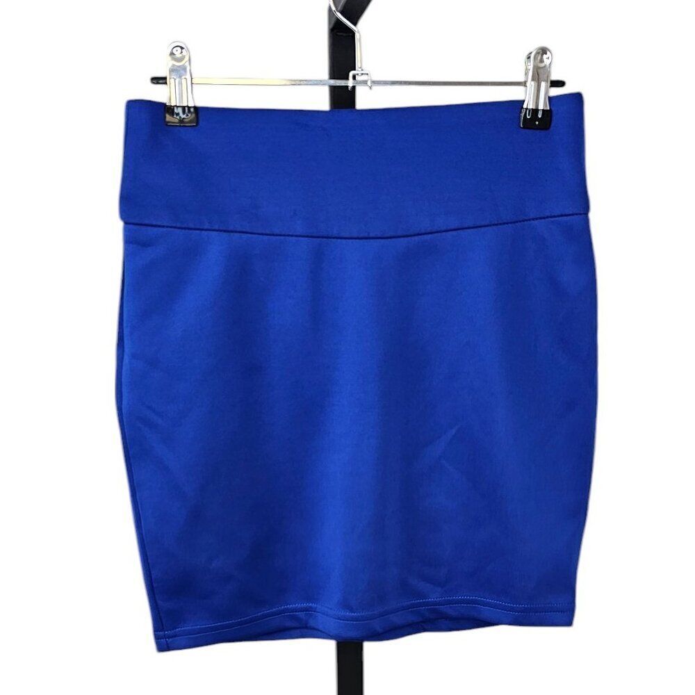 Love & Liberty Womens Zip Back Bodycon Fitted Mini Skirt, Blue, Size Small